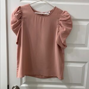 TCEC Women's Pink Puff Sleeve Top Small